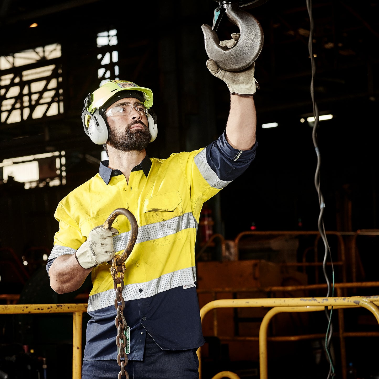 Men's Rugged Cooling Taped High Visibility Spliced Long Sleeve Shirt ZW129