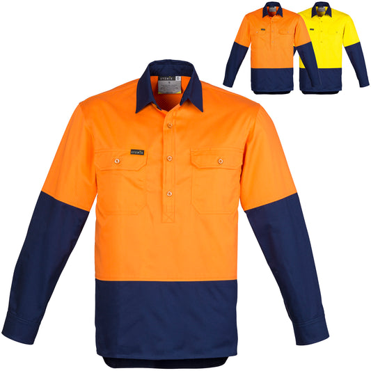 Mens High Visibility Closed Front Long Sleeve Shirt ZW560