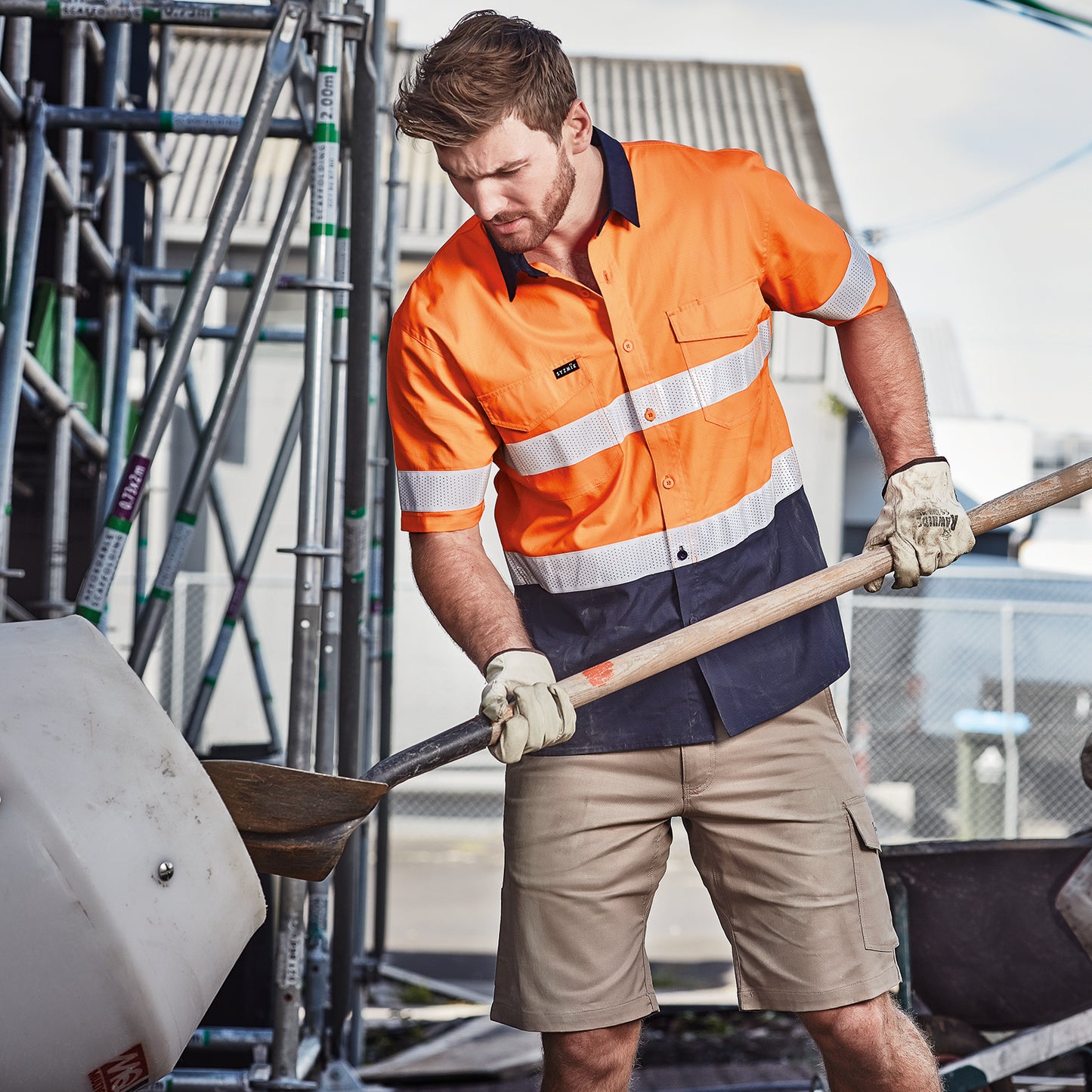 Mens Rugged Cooling Taped High Visibility Spliced Short Sleeve Shirt ZW835