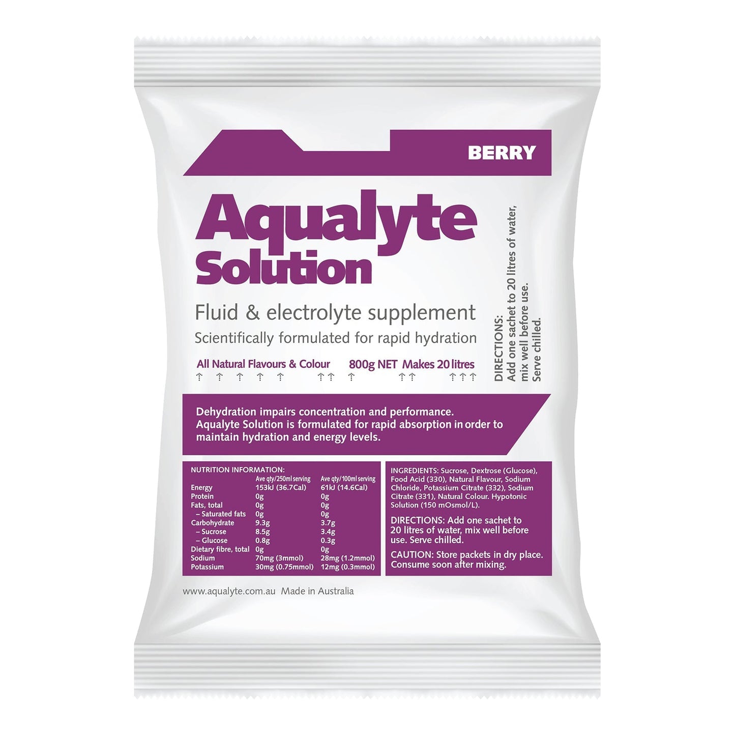 Aqualyte Berry Flavour Electrolyte Sachets - 800g (Box of 5) - SunSafe Australia