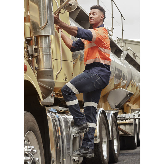 Bio Motion Stretch Denim Work Jeans Straight Leg Fit with Reflective Tape - SunSafe Australia