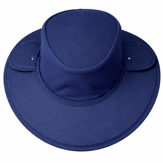 Earmuff Hat Micro Mesh Navy Blue 9cm Brim UPF 50+ Newcastle Hats - SunSafe Australia