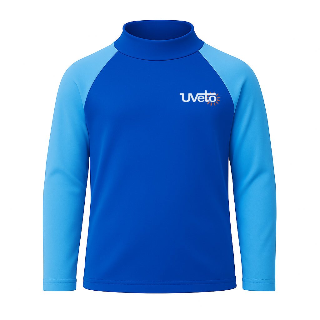 Kids Rashie Royal Blue on Light Blue – Long Sleeve UPF 50+ Made in Australia - SunSafe Australia