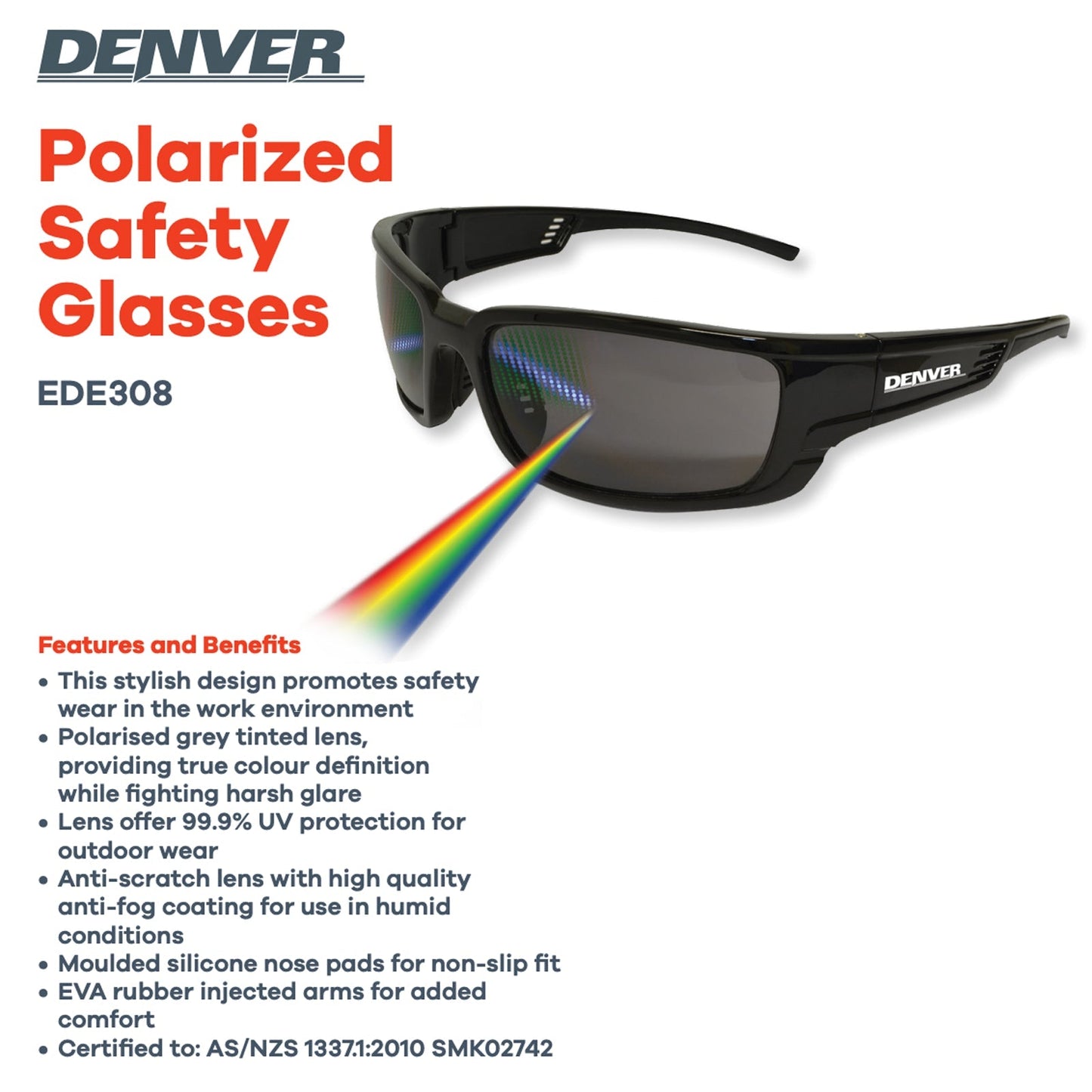 Maxisafe Denver Polarised Medium Impact Safety Glasses - SunSafe Australia