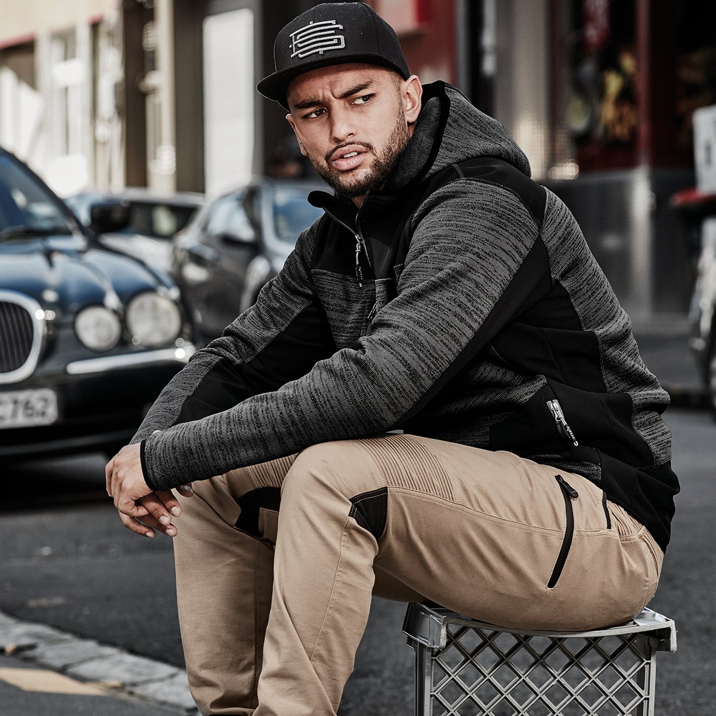 Mens Full Zip Streetworx Knit Hoodie UPF 50+ - SunSafe Australia