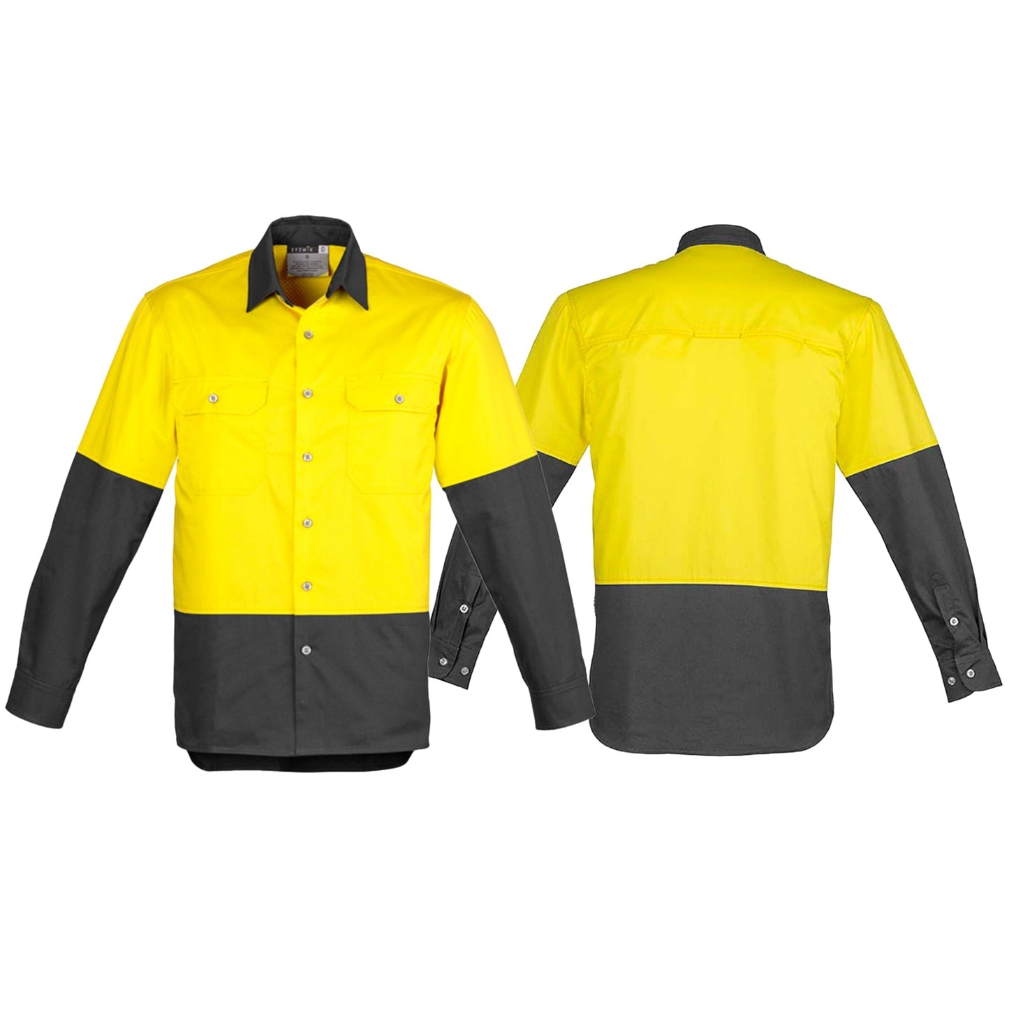 Men's High Visibility Spliced Industrial Long Sleeve Shirt - SunSafe Australia