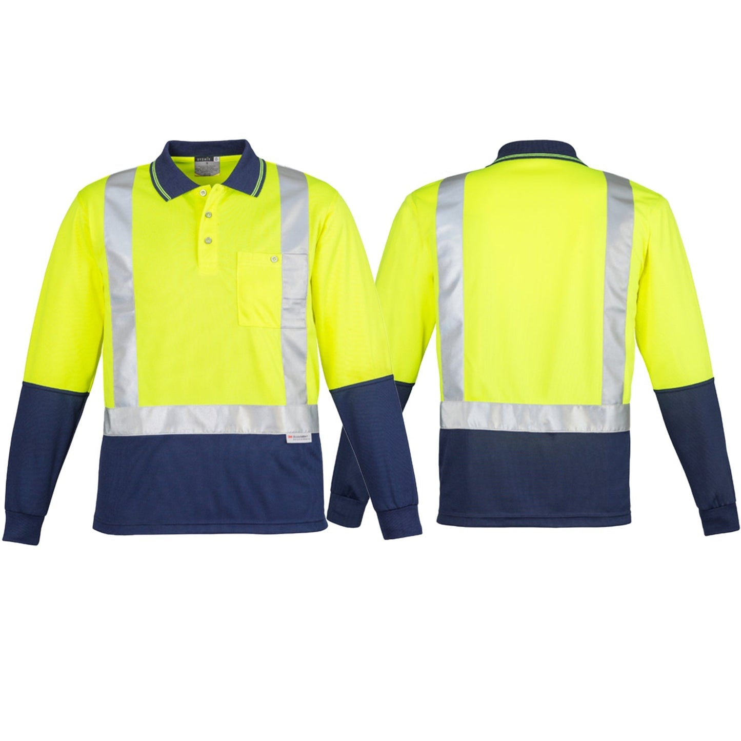 Men's High Visibility Spliced Long Sleeve Shoulder Taped Polo ZH234 - SunSafe Australia