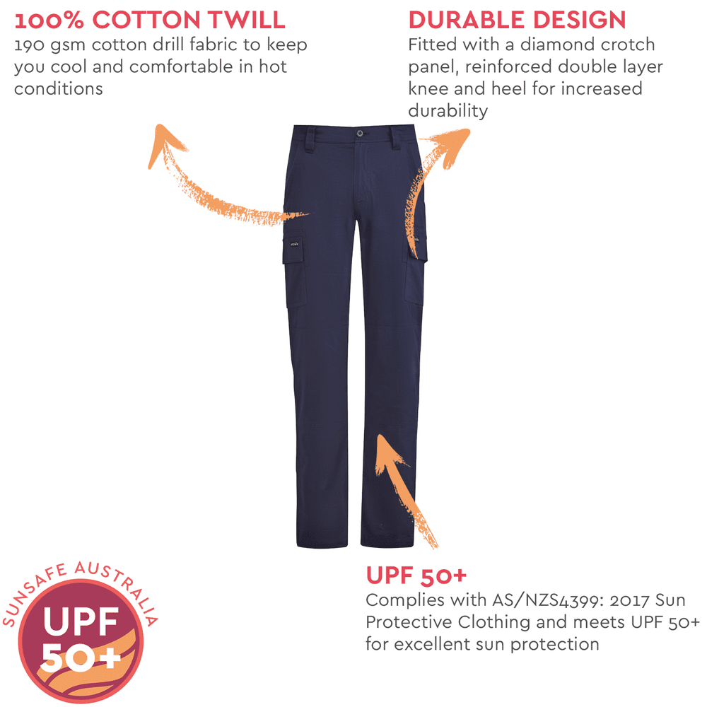 Men's Lightweight Drill Cargo Pant ZP505 - SunSafe Australia