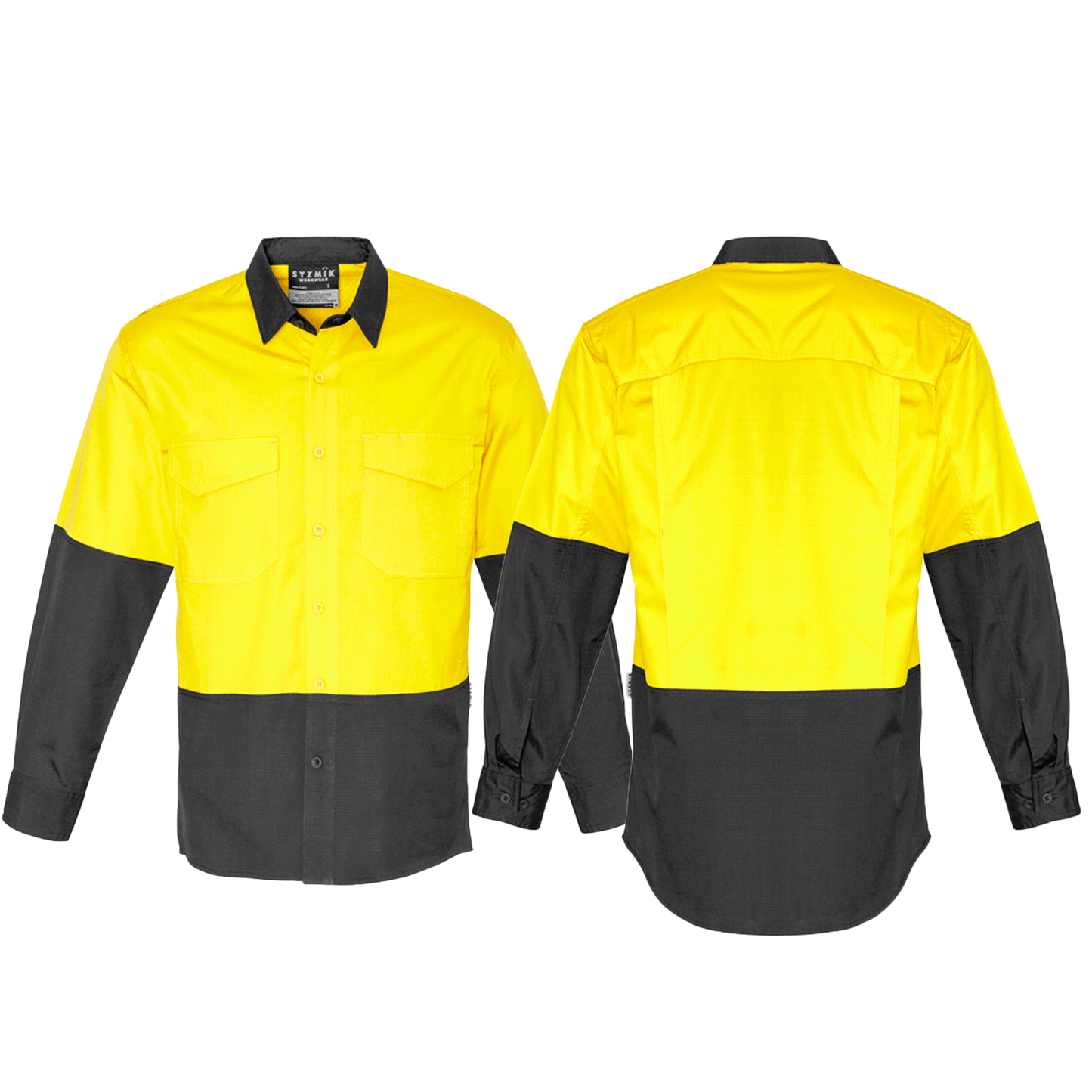 Mens Rugged Cooling High Visibility Spliced Long Sleeve Shirt - SunSafe Australia