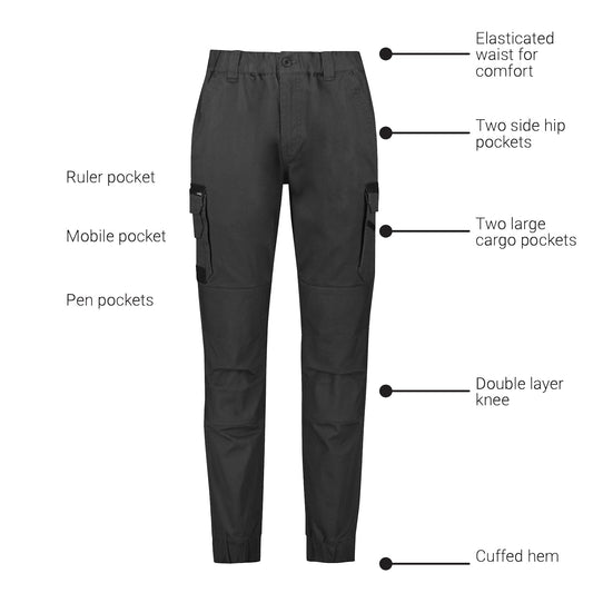Mens Streetworx Heritage Pant Cuffed Cotton Stretch Canvas Work Pants - SunSafe Australia