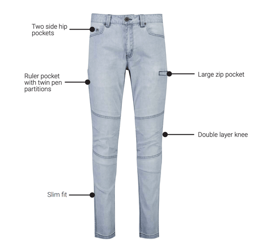 Mens Streetworx Stretch Jean – Slim Fit Work Denim - SunSafe Australia