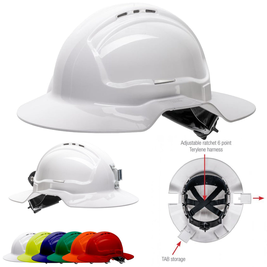 Australian Made Broad Brim Vented Hard Hats - SunSafe Australia