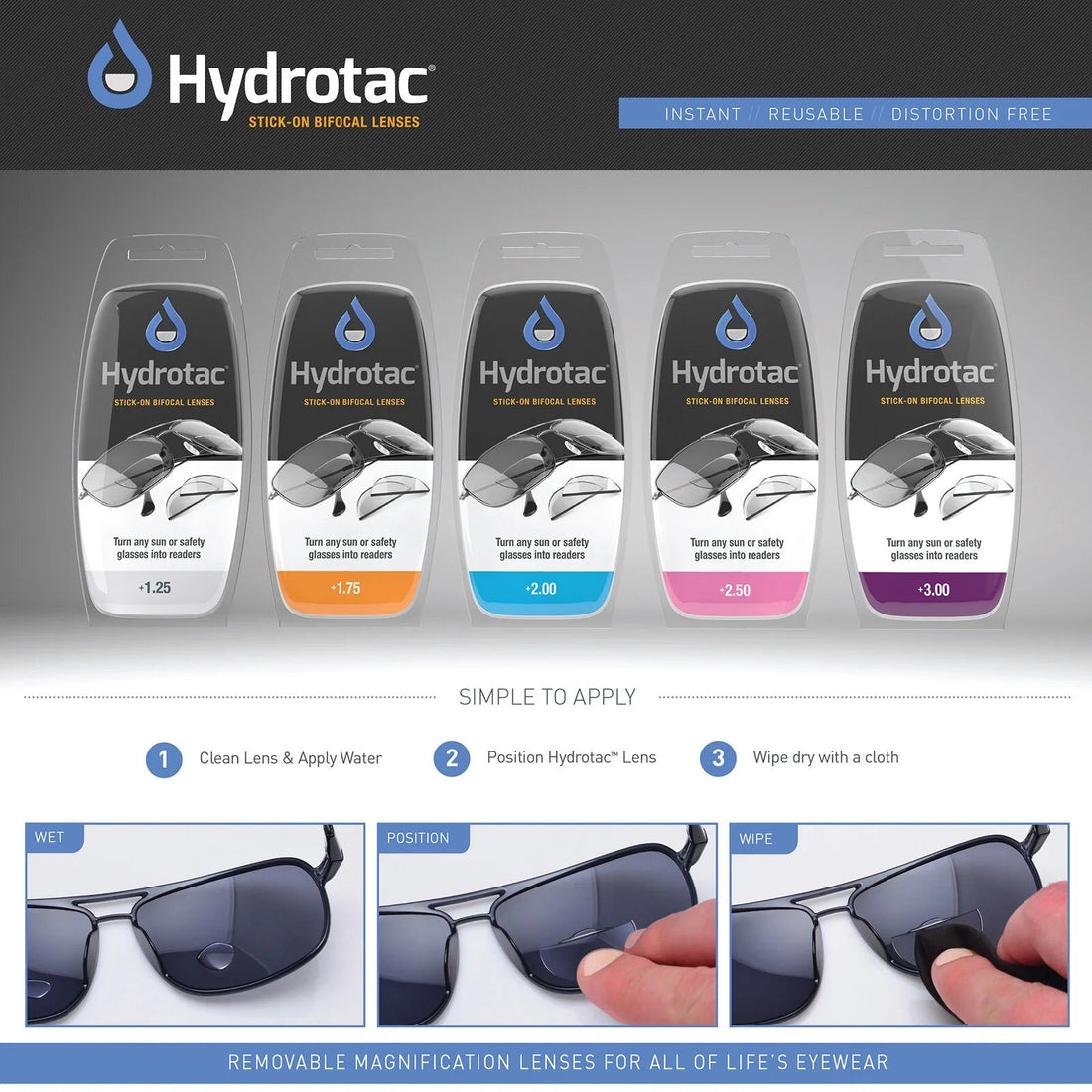 Hydrotac Stick-On Bifocal Lenses for Eyewear Australia - SunSafe Australia