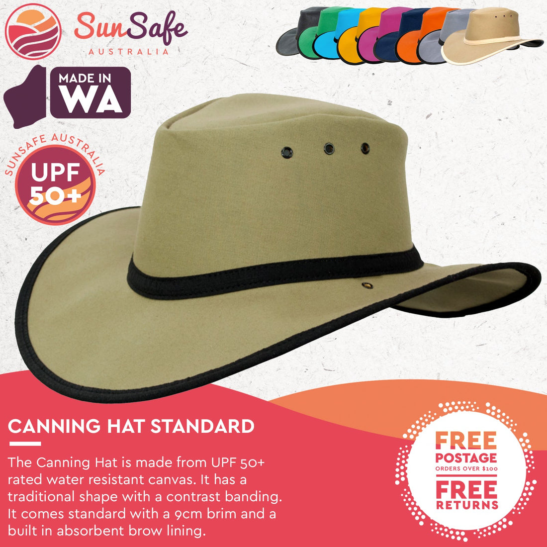 Newcastle Hats Canning Hat Made From UPF 50+ Canvas - SunSafe Australia