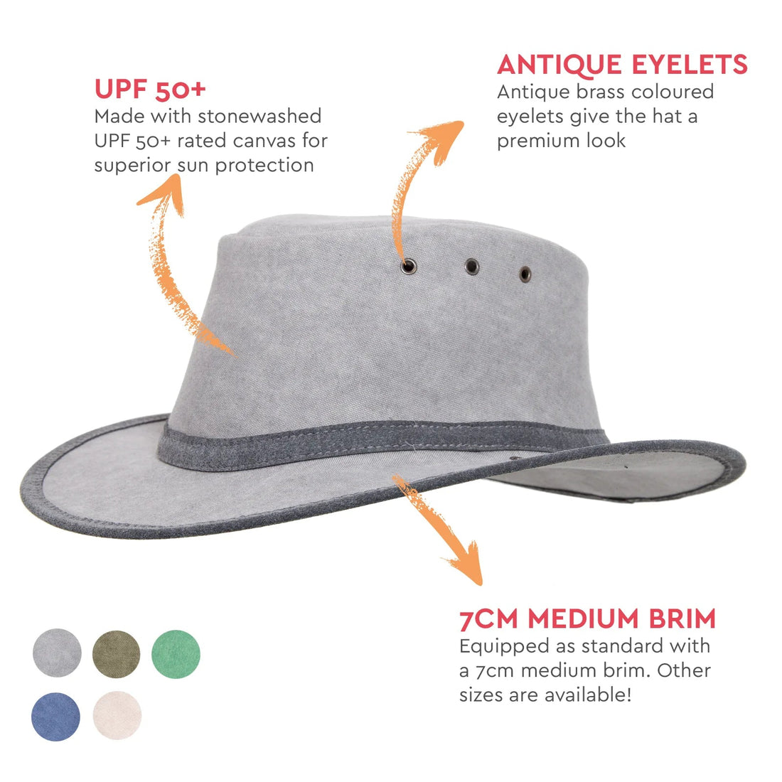 Newcastle Hats Isa Hat Premium Stonewashed Canvas - SunSafe Australia