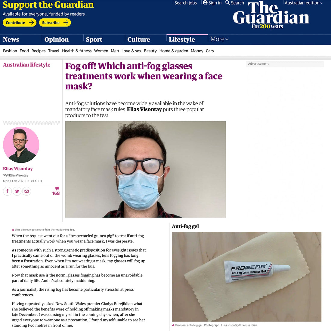 ProGear® Anti-Fog Gel For Eyewear in Australia - SunSafe Australia