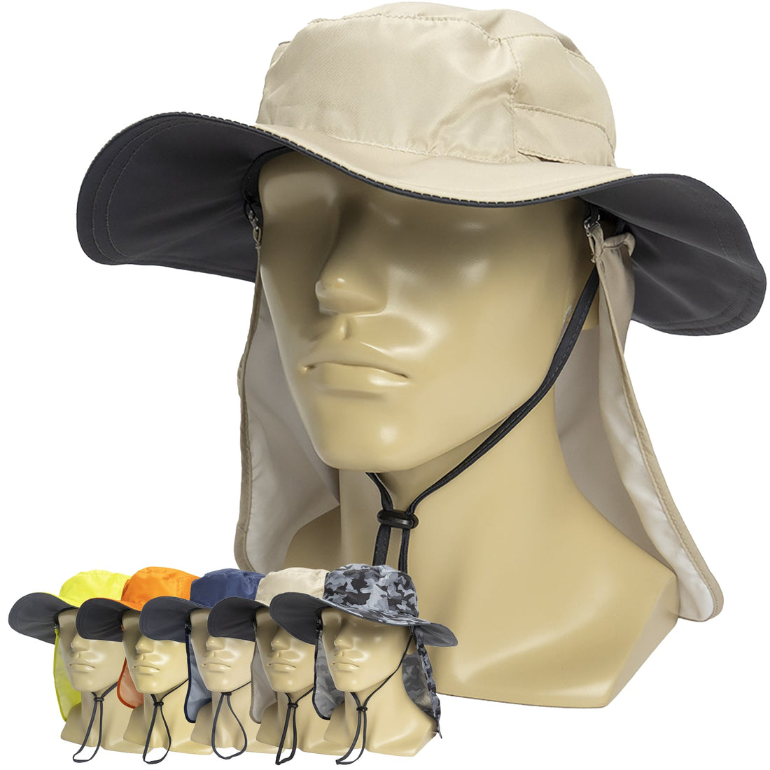 UPF 50+ Hat with Chin Strap and Neck Flap - Tasman Hat by UVeto Australia - SunSafe Australia