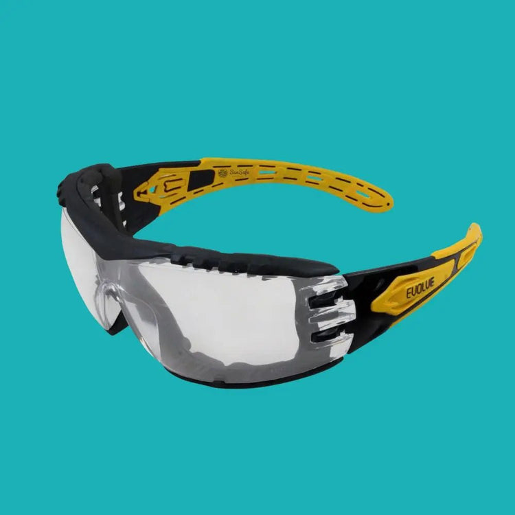 Safety eyewear and protective glasses for worksites and outdoor use