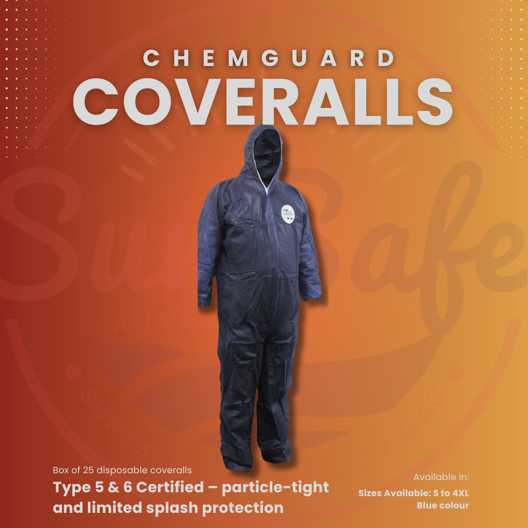Blue Protective Coveralls SMS Type 5/6 Disposable Safety Maxisafe Chemguard