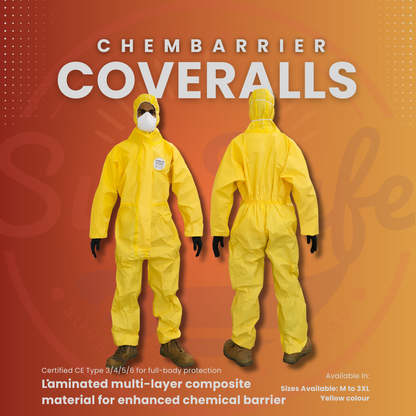 25x Maxisafe Orange Polypropylene Disposable Coveralls - Lightweight Hooded PPE
