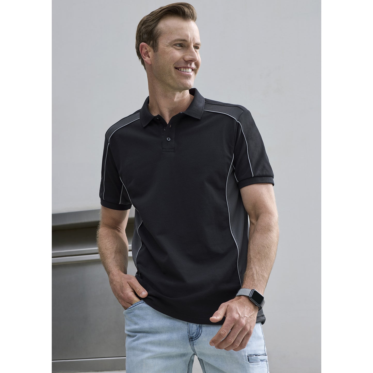 Unisex Grid Short Sleeve Polo UPF 50+