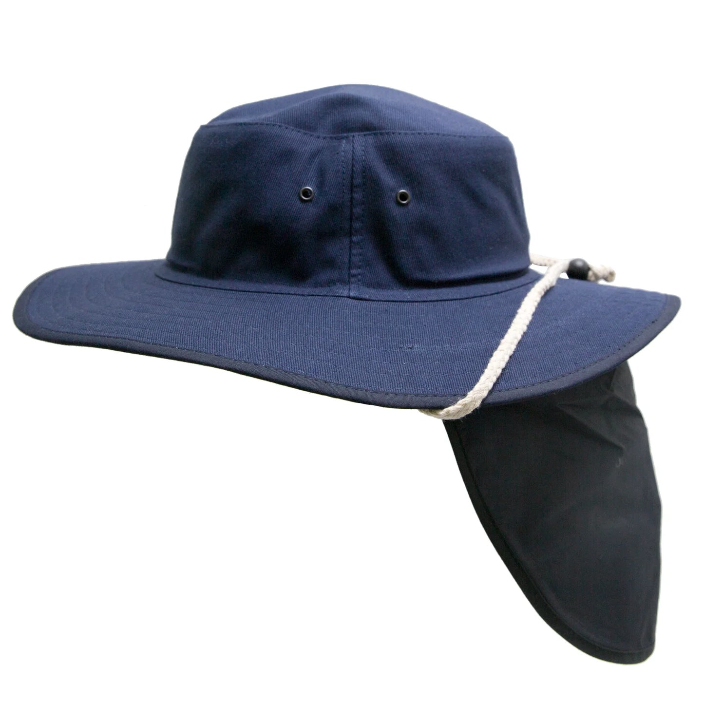 Broad Brim Hat with Chin Strap and Neck Flap
