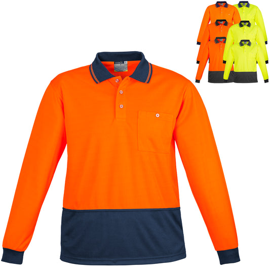 Unisex High Visibility Budget Basic Spliced Long Sleeve Polo ZH232