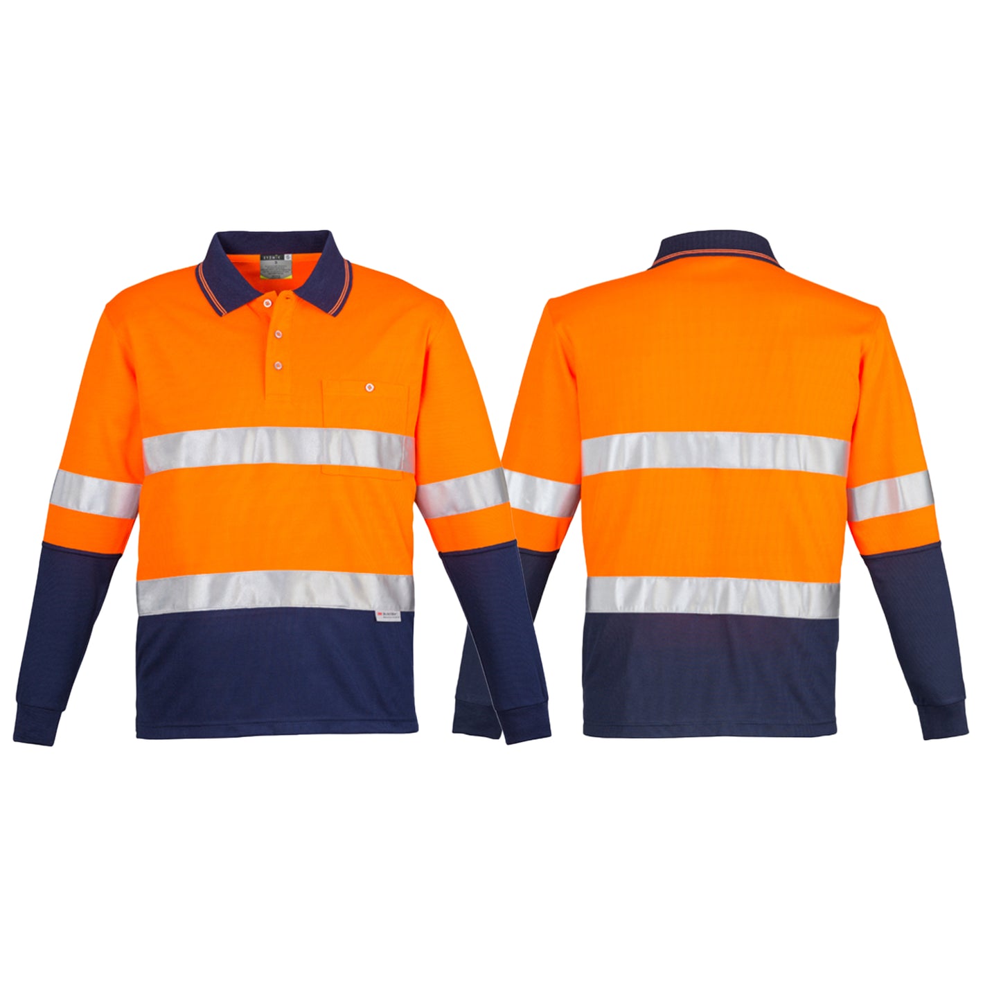 Men's High Visibility Spliced Long Sleeve Hoop Taped Polo ZH235