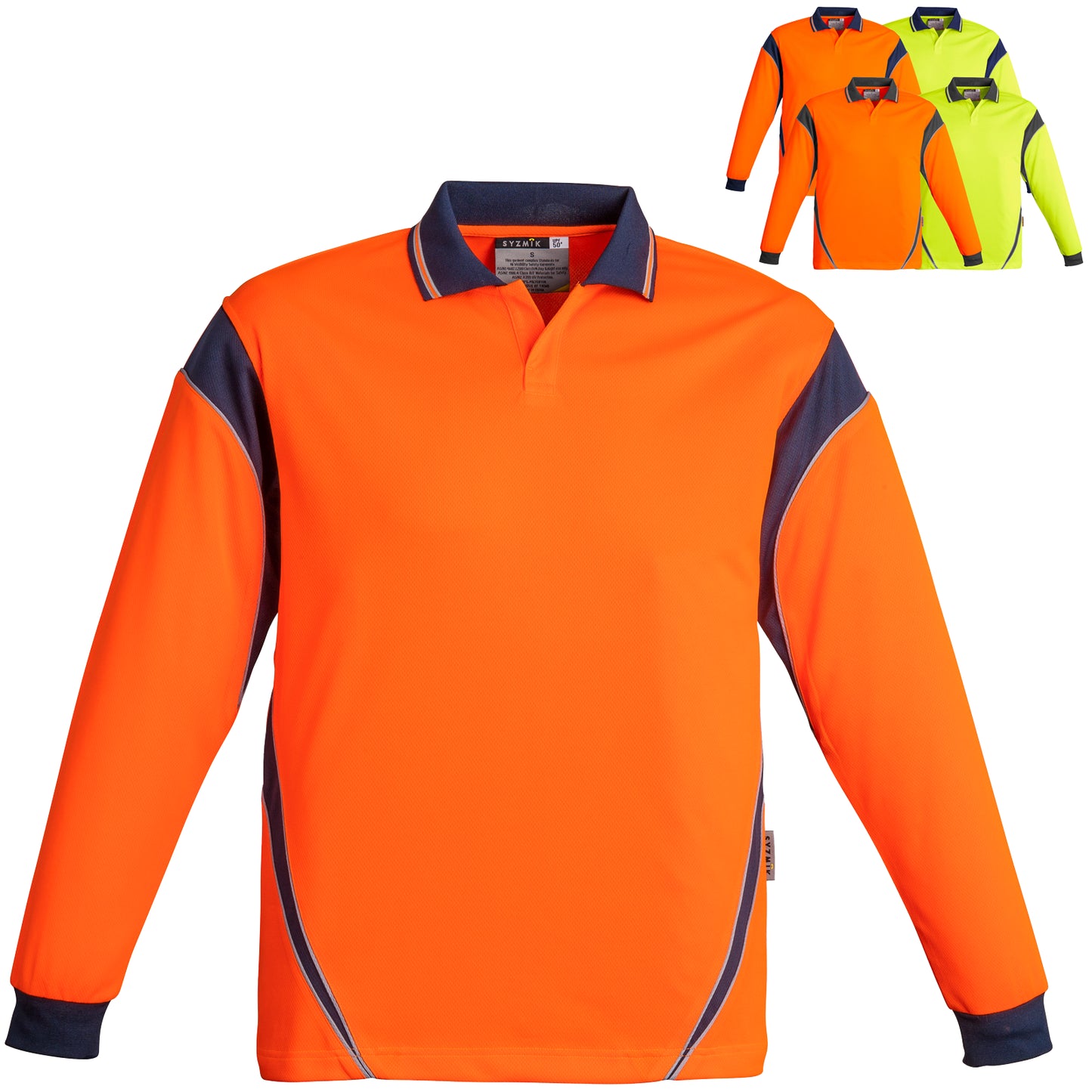 Men's High Visibility Aztec Food Industry Safe Long Sleeve Polo ZH249