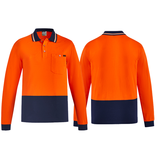 Men's High Visibility 100% Cotton Long Sleeve Polo