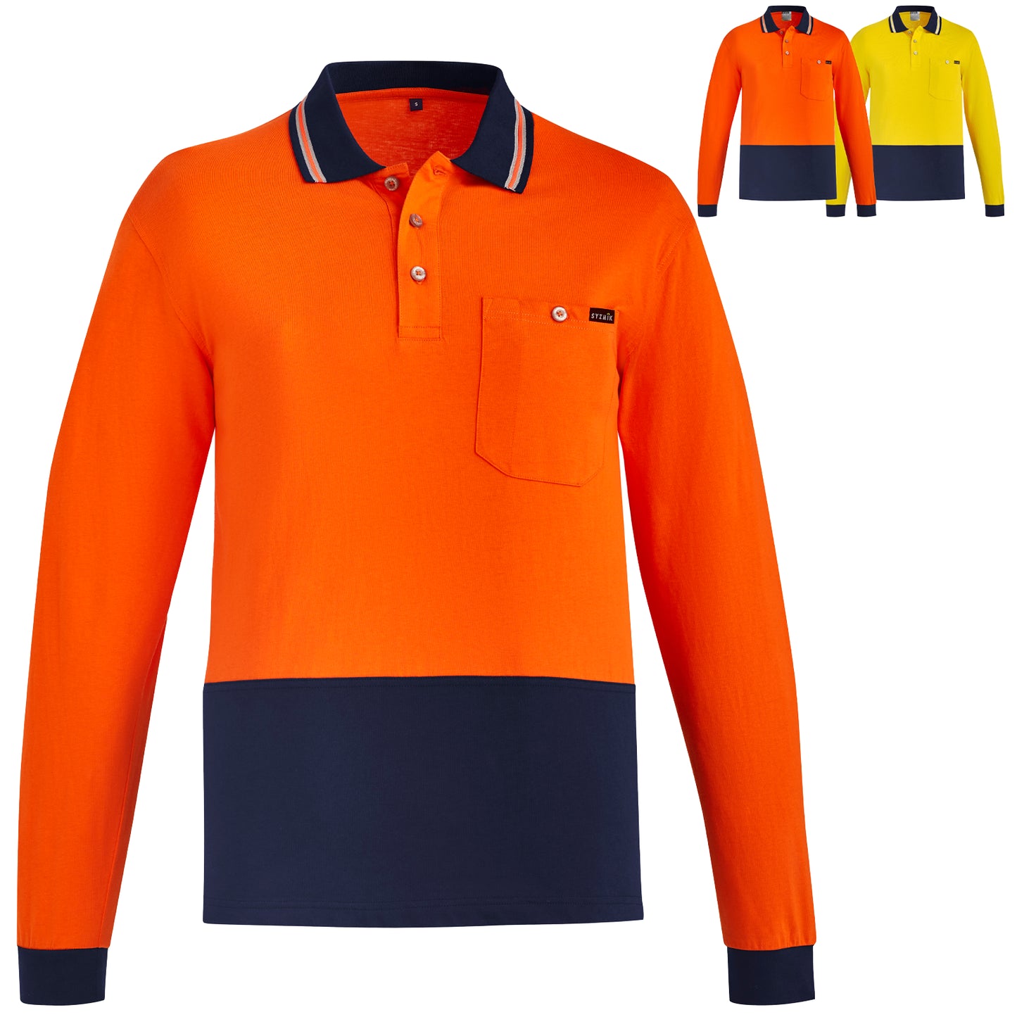 Men's High Visibility 100% Cotton Long Sleeve Polo