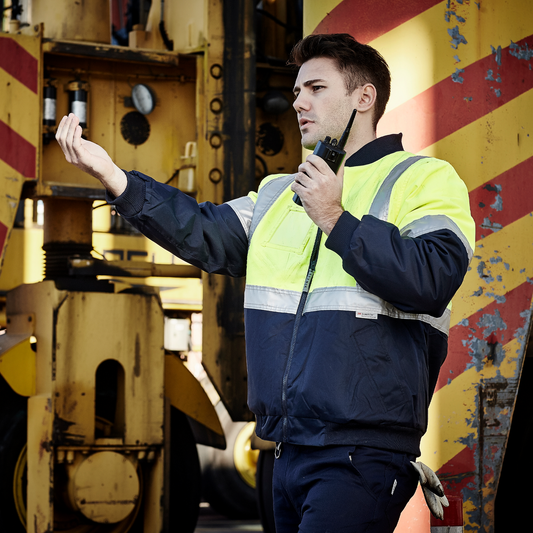 Men's High Visibility Quilted Flying Jacket – Waterproof & Insulated Hi-Vis Workwear