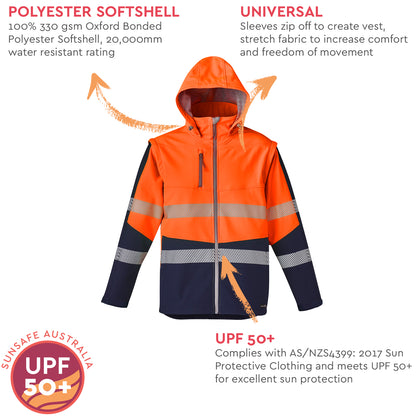 Unisex 2-in-1 Softshell Waterproof Work Jacket – Stretch Fabric with Segmented Tape