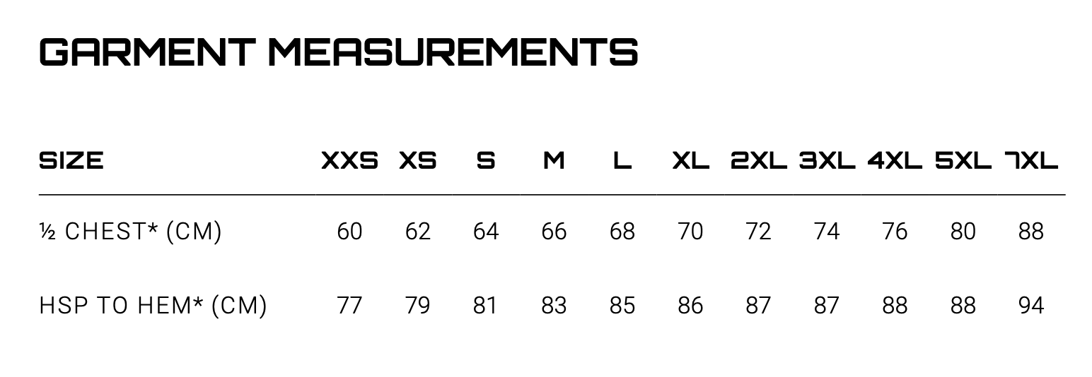 Sizing Guide for ZJ532 Jacket Syzmik Workwear