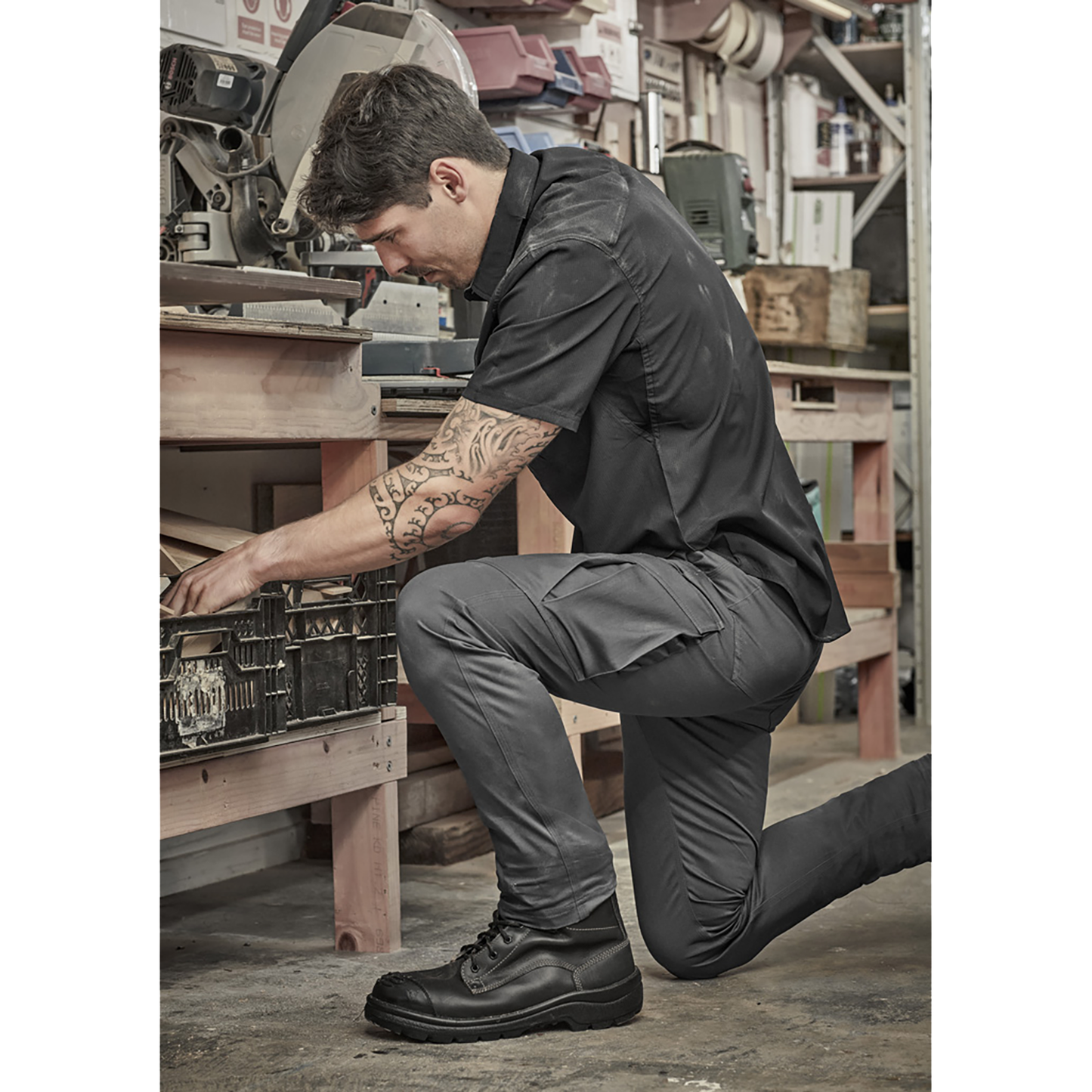 Men’s Essential Stretch Cargo Pant Slim Fit 98% Cotton 280gsm