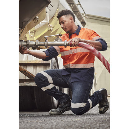 Bio Motion Stretch Denim Work Jeans Straight Leg Fit with Reflective Tape