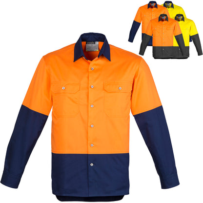 Men's High Visibility Spliced Industrial Long Sleeve Shirt ZW122