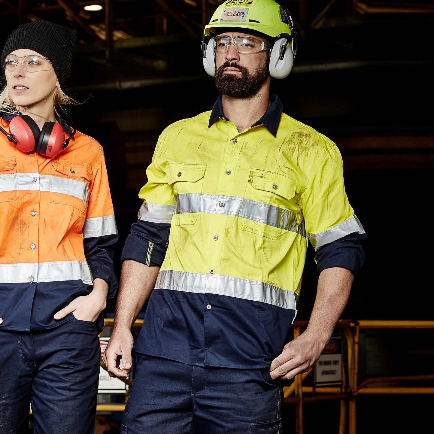 Men's High Visibility Spliced Industrial Shirt Long Sleeve (Hoop Taped) ZW123