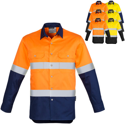 Men's High Visibility Spliced Industrial Shirt Long Sleeve (Hoop Taped) ZW123