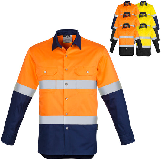 Men's High Visibility Spliced Industrial Shirt Long Sleeve (Hoop Taped) ZW123