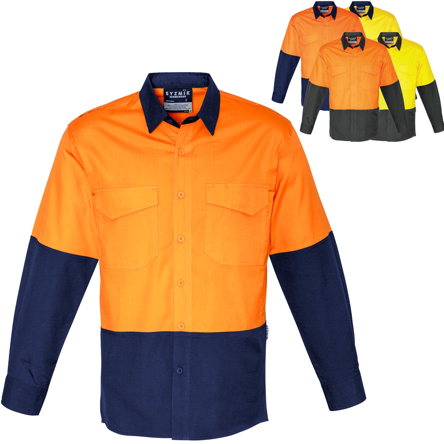Men's Rugged Cooling High Visibility Spliced Long Sleeve Shirt ZW128