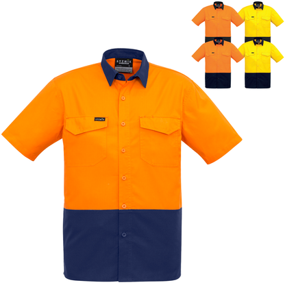 Mens Rugged Cooling High Visibility Spliced Short Sleeve Shirt ZW815