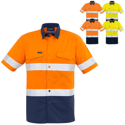 Mens Rugged Cooling Taped High Visibility Spliced Short Sleeve Shirt ZW835