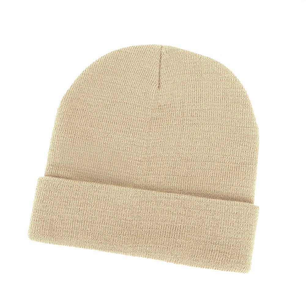 AH720 Acrylic Beanie Roll Back Winter Beanie in Black