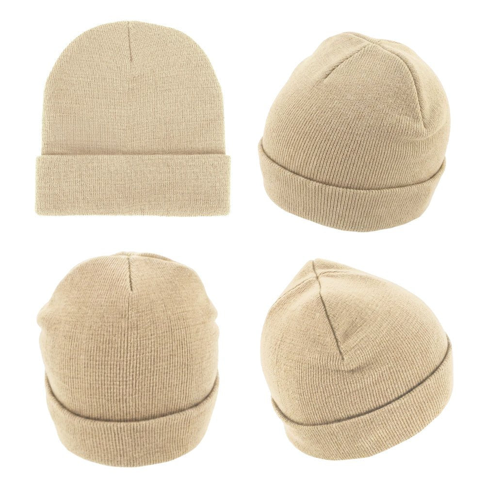 AH720 Acrylic Beanie Roll Back Winter Beanie in Red