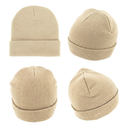 AH720 Acrylic Beanie Roll Back Winter Beanie in Red