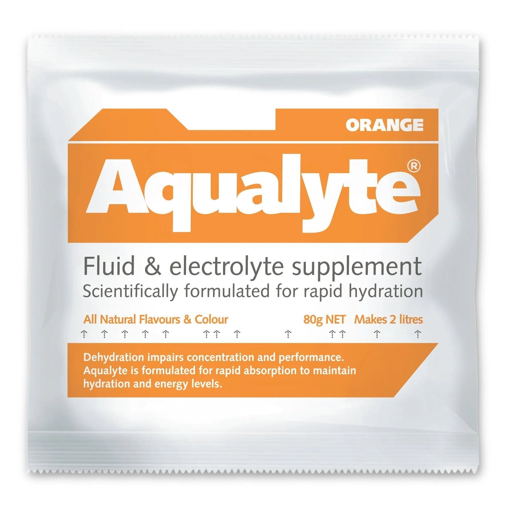 Aqualyte Orange Flavour Electrolyte Sachets - 80g (Box of 20) - SunSafe Australia