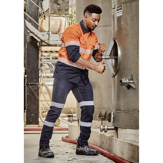 Bio Motion Stretch Denim Work Jeans Straight Leg Fit with Reflective Tape - SunSafe Australia
