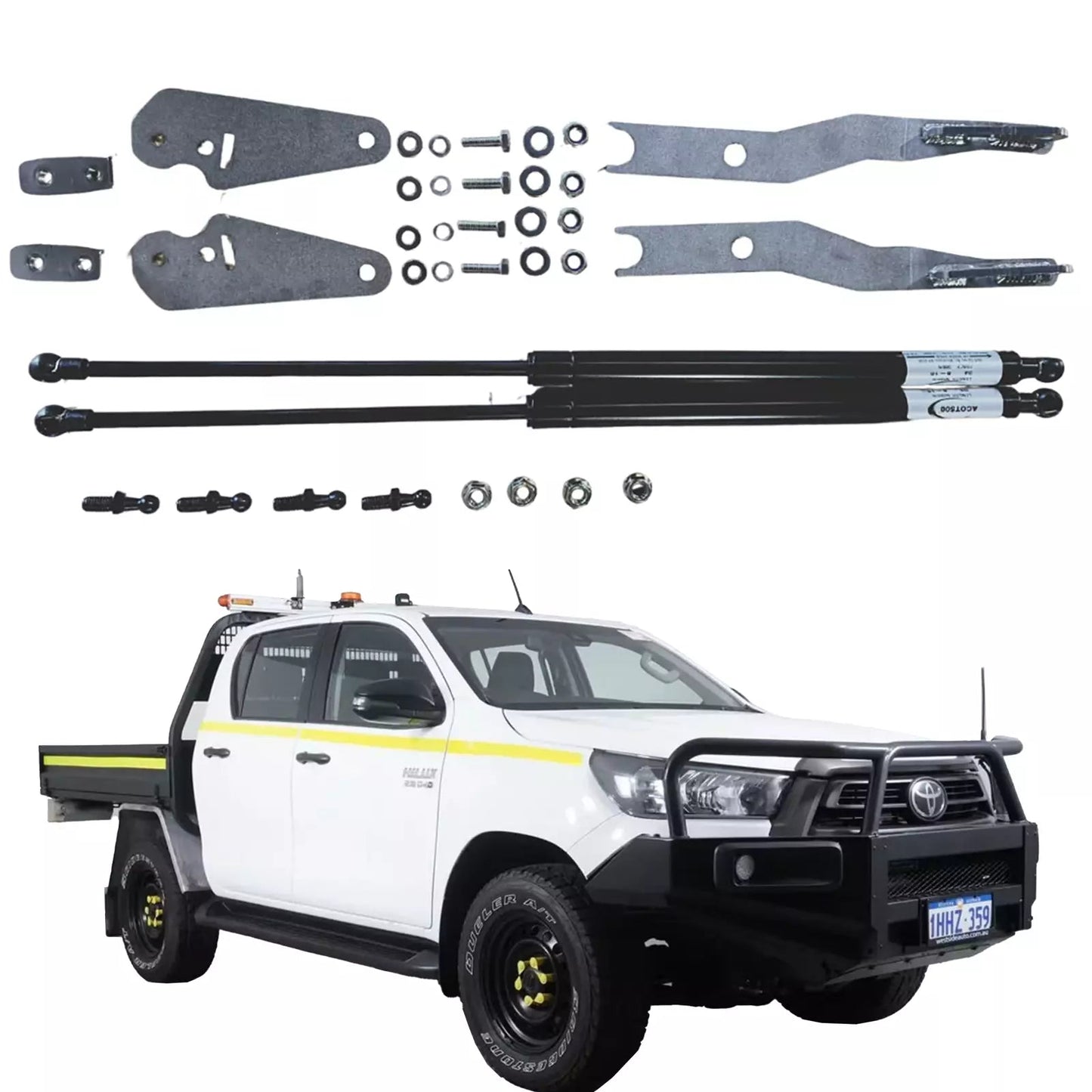 Bonnet Hood Gas Strut Damper Conversion Kit Fit Toyota Hilux 2015+ ACOT500 - SunSafe Australia
