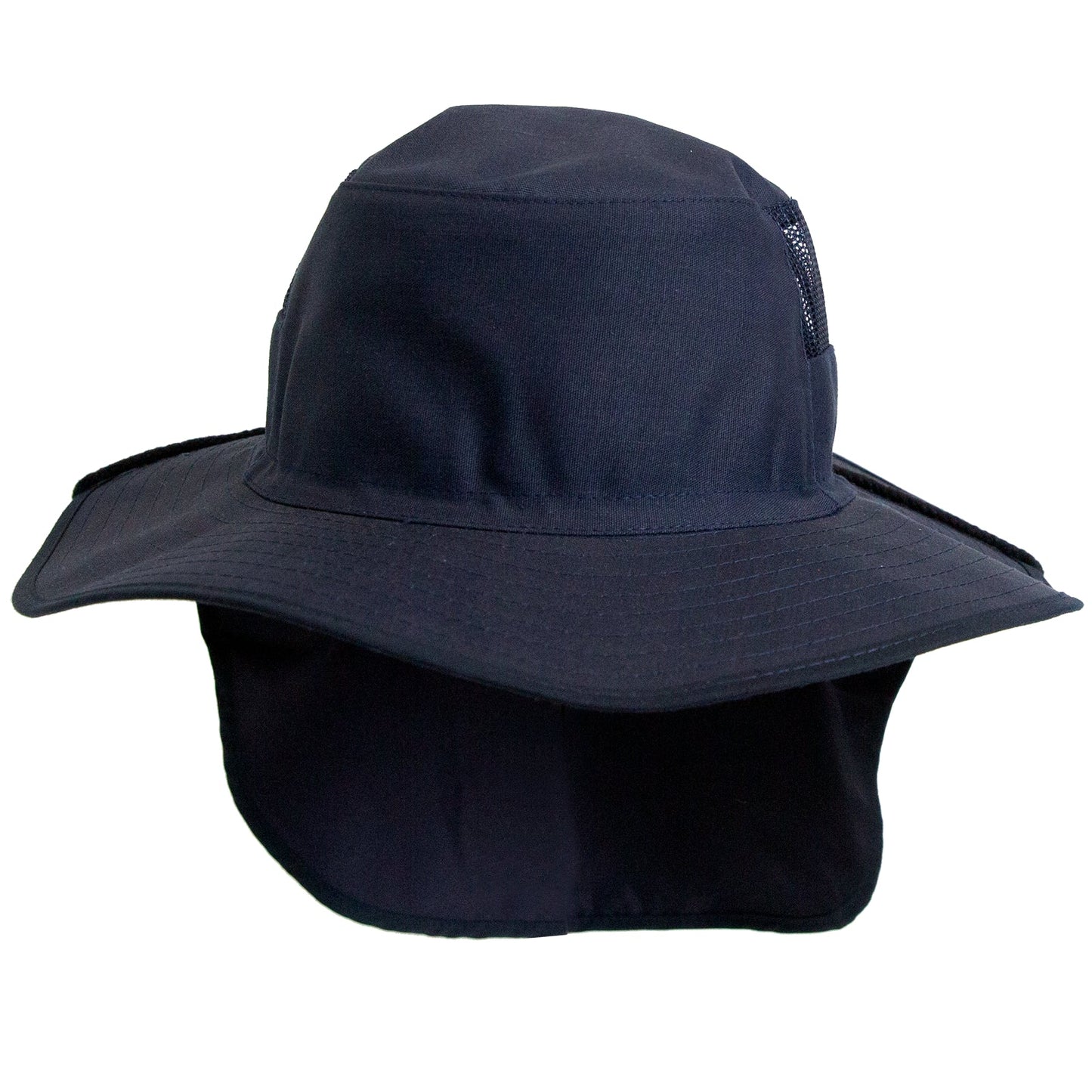 Broad Brim Mesh Hat With Chin Strap and Neck Flap - SunSafe Australia